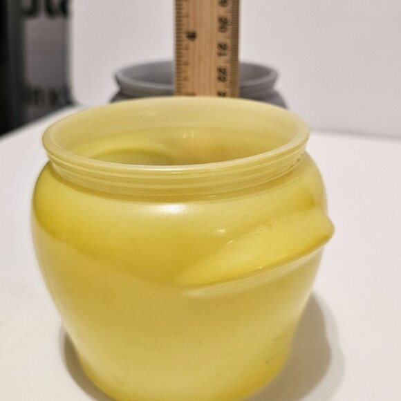 Vintage Glasbake Honey Whip Jars Pots -  Blue Yellow  Gray Lot of 3 NO LIDS - Picture 12 of 12